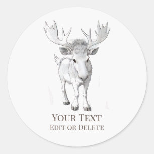 *~* AP49 Niedlicher Cartoon Rustic Baby MooseStick Runder Aufkleber