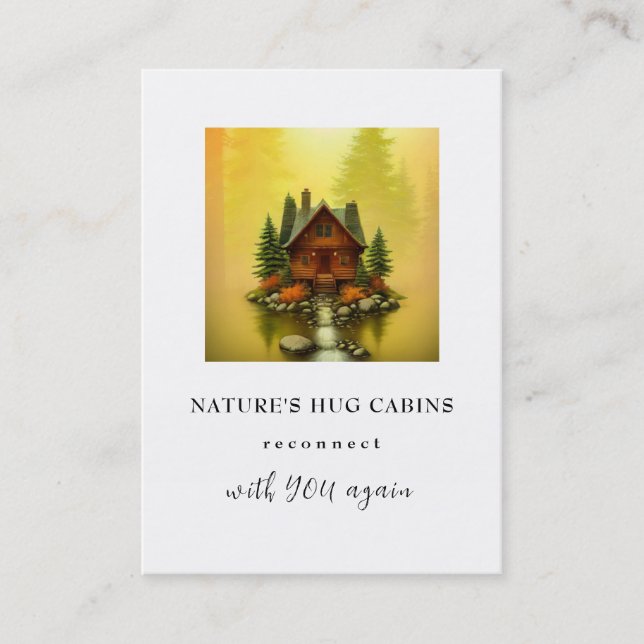 *~* AP49 Rustikale Kabine Hütte QR LOGO Fall Golde Visitenkarte (Vorderseite)