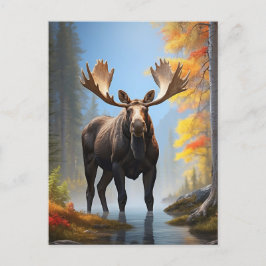 *~* AP49 starker MOOSE Stream Nature Forest Postkarte