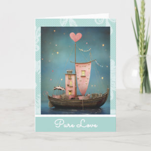 *~* AP51 30 Liebesboot-Herzen Romantischer Valent Feiertagskarte