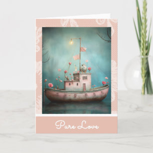 *~* AP51 Liebe Schiff 19 Herz Romantisches Valenti Feiertagskarte