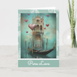 *~* AP51 Romantische Liebe Boat Hearts Valentine 3 Feiertagskarte