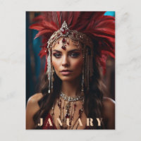 *~* AP53 Boho JANUARY Headdress GARNET