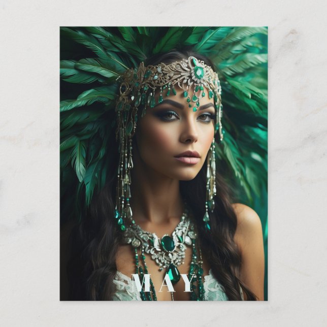 *~ AP53 Boho MAI Göttin GEBURTSTAG Smaragd Postkarte (Vorderseite)