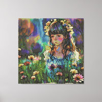*~ AP56 Wild Blume Field Girl Art Malerei