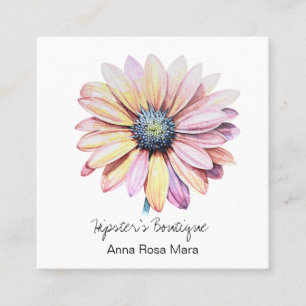 *~* AP57 Boho QR Bold Retro 60's Blume DAISY Quadratische Visitenkarte