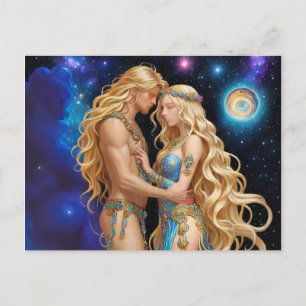 *~* AP58 Cosmic Women Fantasy Romantic Galaxy Feiertagspostkarte