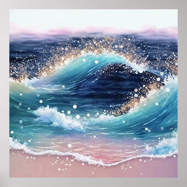 *~* AP60 Sea Sparkle Coastal Ocean Sand Beach Wave Poster (Vorne)