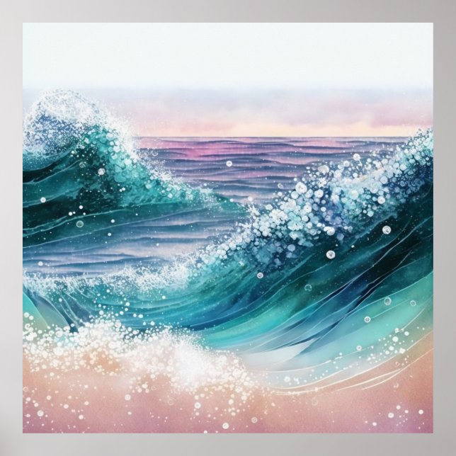 *~* AP60 Wave Sea Sparkle Coastal Ocean Sand Beach Poster (Vorne)