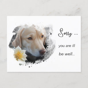 *~ AP61  Flower Sick Werde Gesund Gold Hund Postkarte