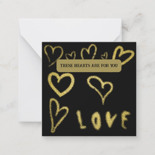 *~ AP62 Kindness gold HEARTS Note Card Inspiriert Mitteilungskarte (Vorderseite)