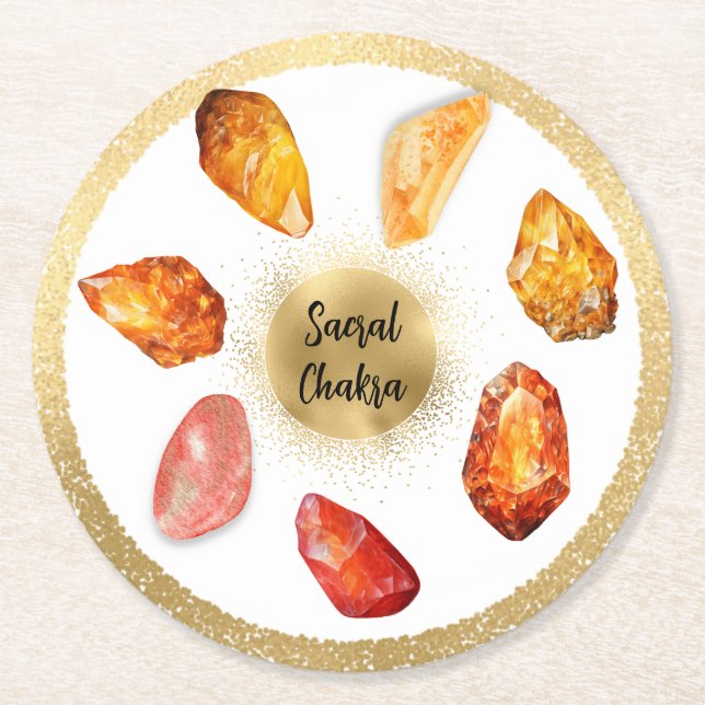 *~* AP64 Emoto Water Sacral Chakra Paper Untersetz Runder Pappuntersetzer (Vorderseite)