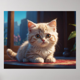 *~* AP68 5:4 Katze Feline Kitty Kitten Fluffy Tan Poster