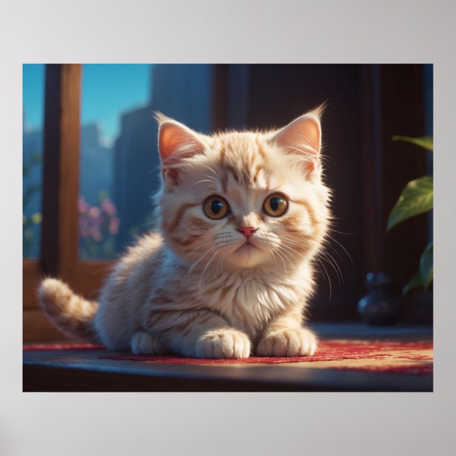 *~* AP68 5:4 Katze Feline Kitty Kitten Fluffy Tan Poster (Vorne)
