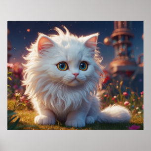 *~* AP68 Kitty Cat 5:4 Kitten White Long Hair Poster