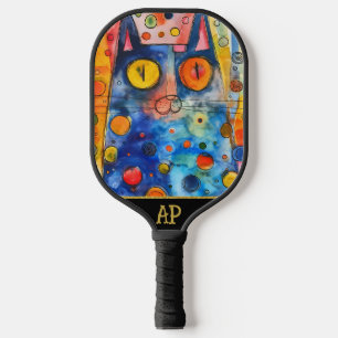 *~* AP68 Whimsical Quirky Cat Vibrant Colorful 1 Pickleball Schläger