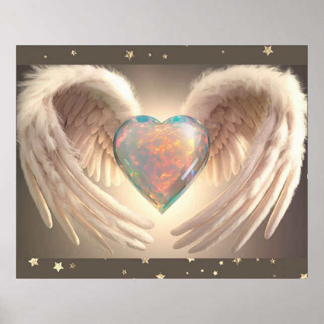 **~* AP78 Herz Angel Wings Feather Opal Poster (Vorne)