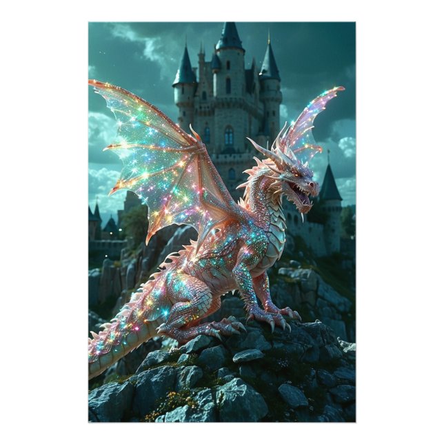 *~* AP88 Castle Fantasy Dragon Wall Artwork 16 Fotodruck (Vorne)