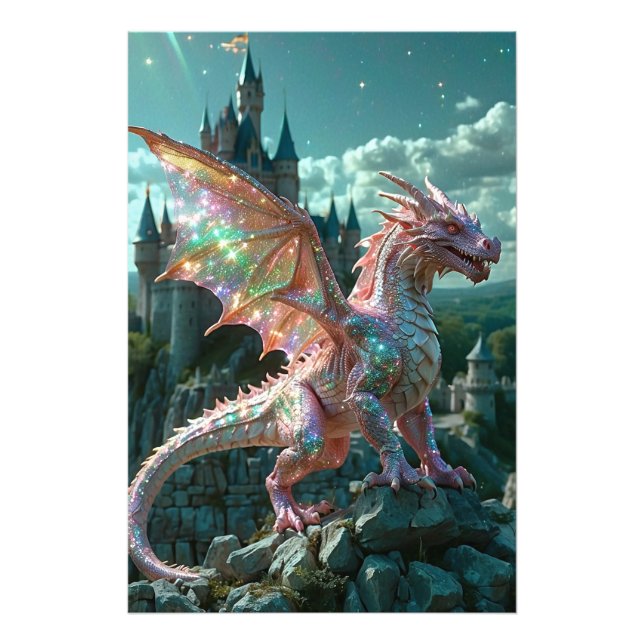 *~* AP88 Castle Fantasy Dragon Wall Artwork 21 Fotodruck (Vorne)