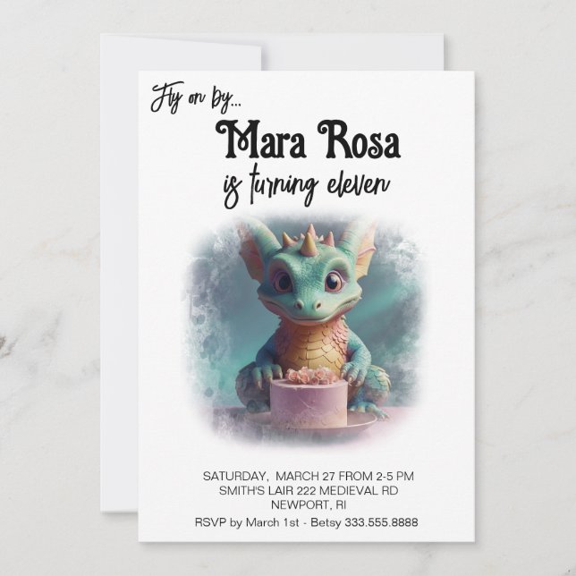 *~* AP88 FOTO Happy Baby Dragon Birthday Party Einladung (Vorderseite)