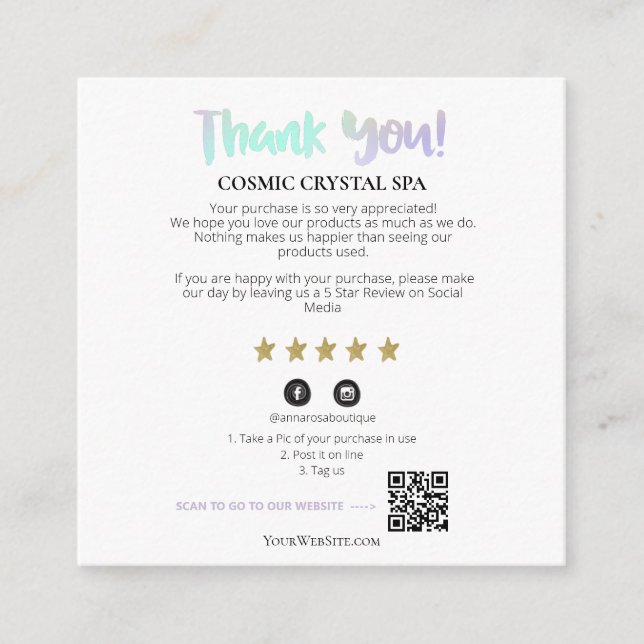 *~* AP8 QR DANK IHNEN Gold Star Review Einladung (Vorderseite)