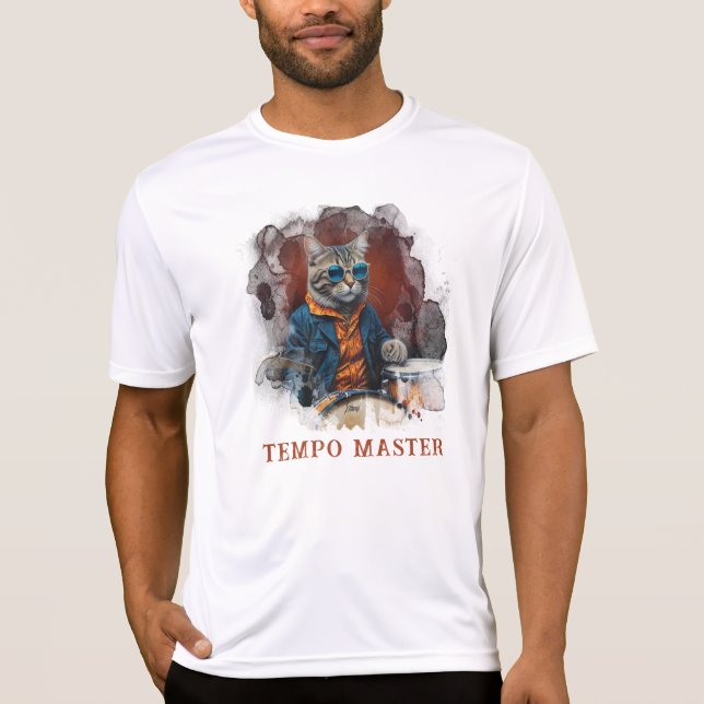 *~* AP91 Percussionist Cool Cat Jacket DRUMMER T-Shirt (Vorderseite)