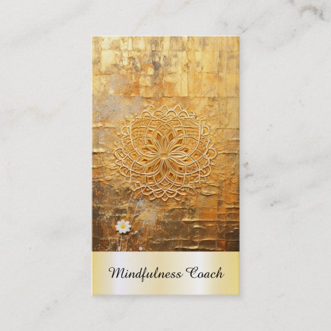 *~* AP92 QR Goldblume des Lebens Reiki Yoga Sacred Visitenkarte (Vorderseite)