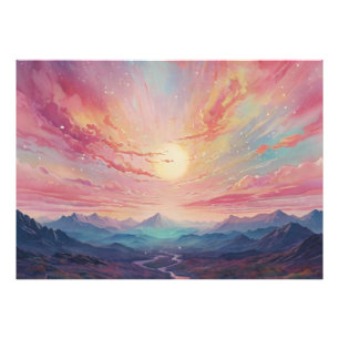 *~* AP93 Dreamscape Sunset Mountains Landschaft Fotodruck