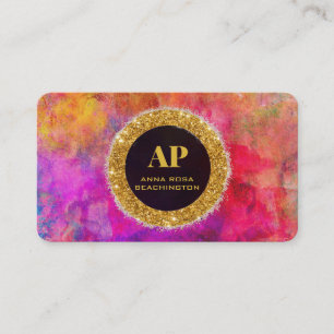 *~AP93 Neon Warm BOLD Abstrakt QR Business Card Visitenkarte