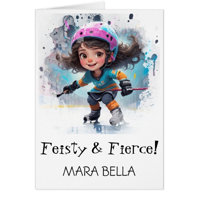 *~* AP94  Cute Hockey Girl 22 Personalize Birthday (Vorne)