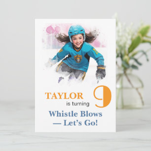 *~* AP94 DIY kw-2 Süßes Hockey-Mädchen Geburtstag Einladung
