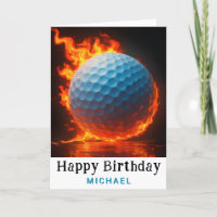 *~* AP94 Modern Fire Golf Ball Geburtstagskarte