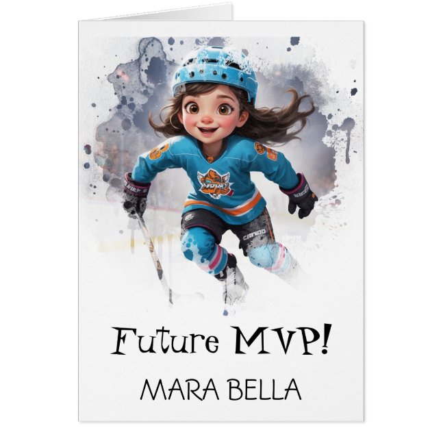 *~* AP94 Niedlich Hockey Girl Personalize Birthday (Vorne)