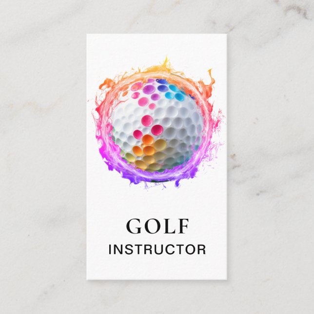 *~*  AP94 QR Flames  Rainbow Colorful Golf Ball  Visitenkarte (Vorderseite)