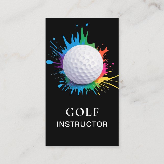 *~*  AP94  QR Rainbow Splash Bold Golf Ball  Visitenkarte (Vorderseite)
