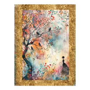 * AP95 Whimsical Floral Art Nature VRDS FRAU Fotodruck