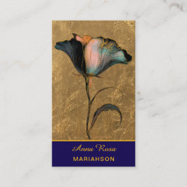 *~* AP98 Elegant Flower Gold 23 Vintage QR Visitenkarte