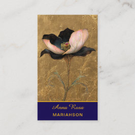 *~* AP98 Elegant Flower Gold 4 Vintage QR Visitenkarte