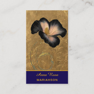 *~* AP98 Elegante Blume Gold 17 Vintage QR  Visitenkarte