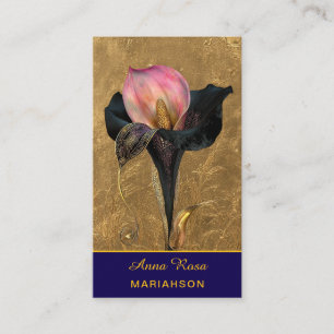 *~* AP98 Elegante Blume Gold 20 Vintage QR  Visitenkarte