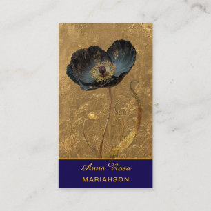 *~* AP98 Elegante Blume Gold 27 Vintage QR Visitenkarte