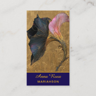 *~* AP98 Elegante Blume Gold 29  Reich  QR Floral  Visitenkarte
