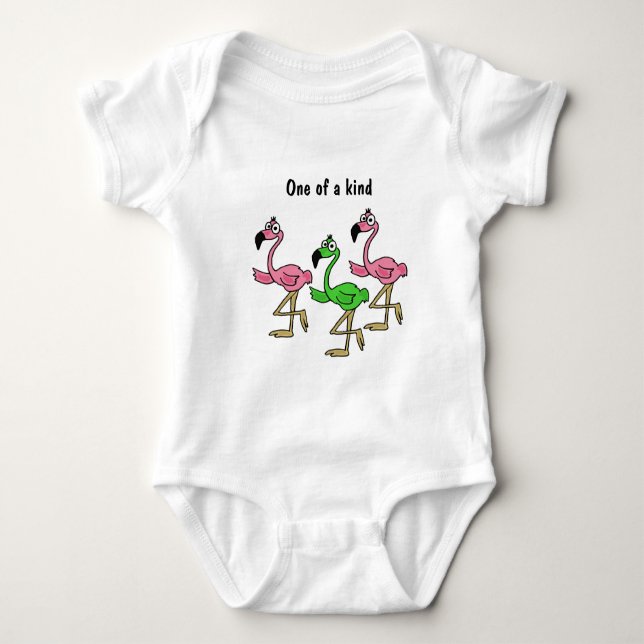 AP, rosa und grüne Flamingo-Baby-Ausstattung Baby Strampler (Vorderseite)