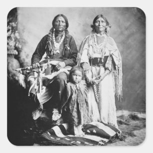 Apache Chief Antonio Maria with his family 1897 ( Quadratischer Aufkleber