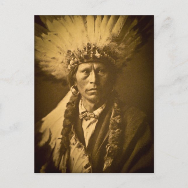 Apache Chief Garfield Indian Vintag Postkarte (Vorderseite)
