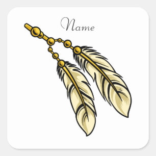 Apache Feathers Thunder_Cove Quadratischer Aufkleber