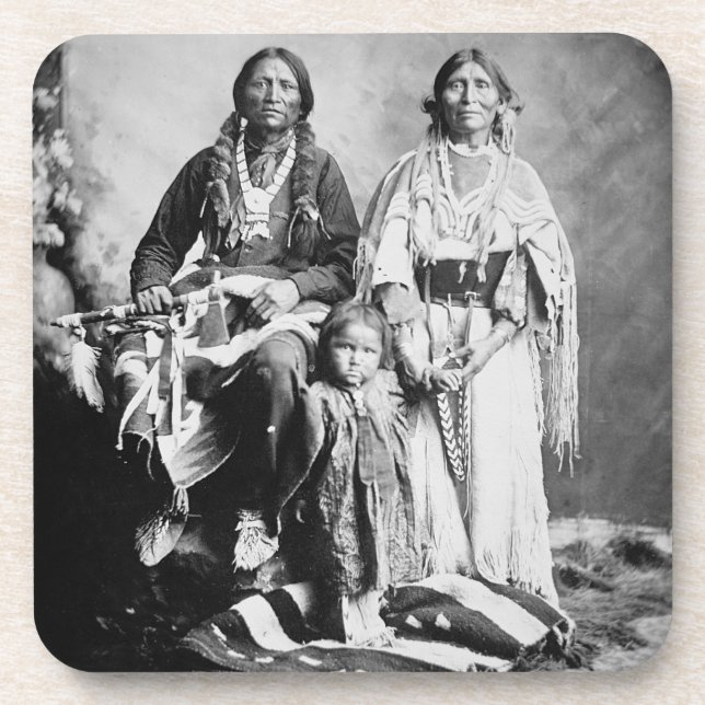 Apache HauptAntonio Maria mit seiner Familie, 1897 Getränkeuntersetzer (Vorderseite)