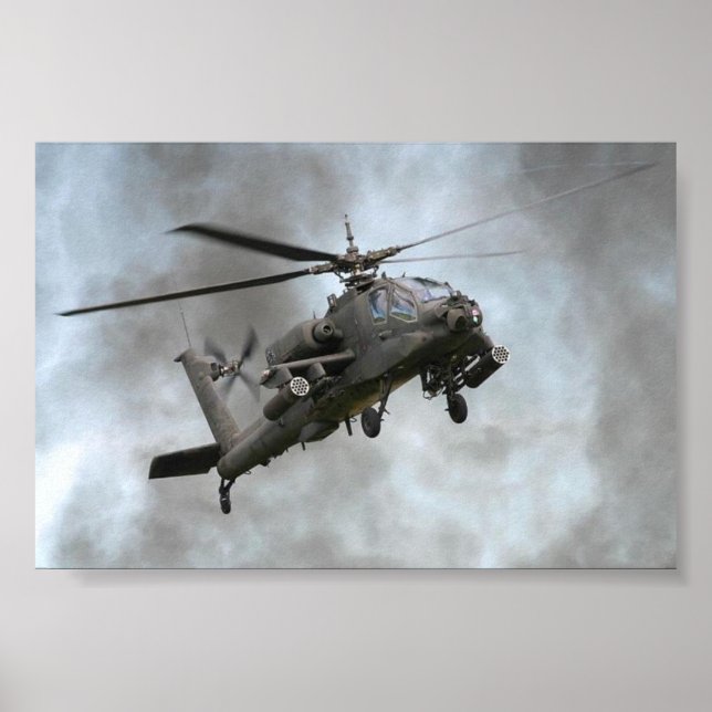 Apache Helikopter im Rauch Poster (Vorne)