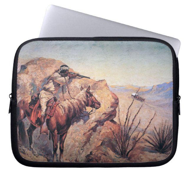 Apache-Hinterhalt (Öl auf Leinwand) Laptopschutzhülle (Vorderseite)