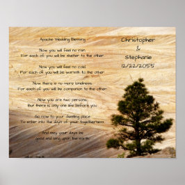 Apache Hochzeitssegen Hellbrauner Stein und Baum Poster